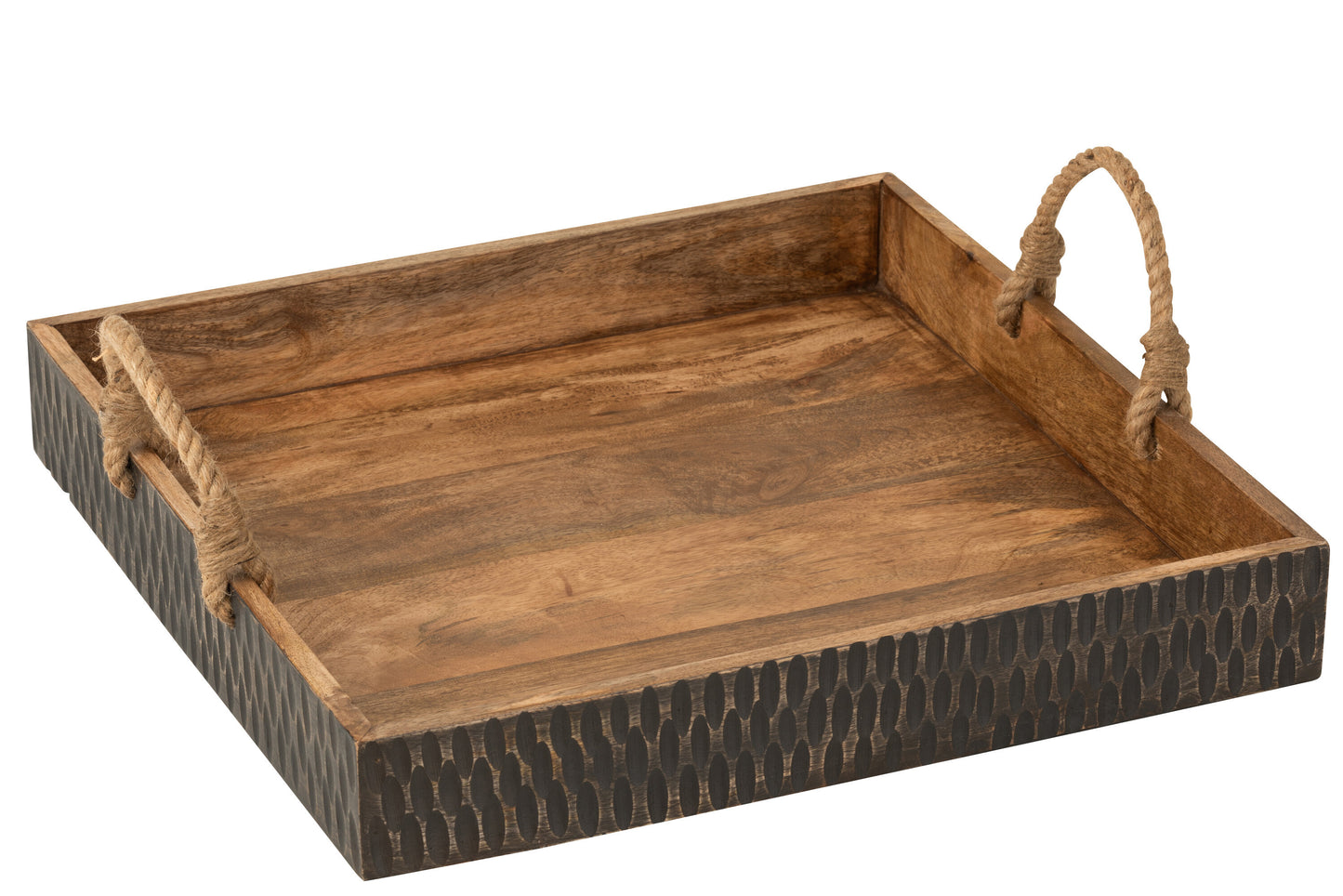 Plateau Hendel Mango Hout Bruin/Zwart