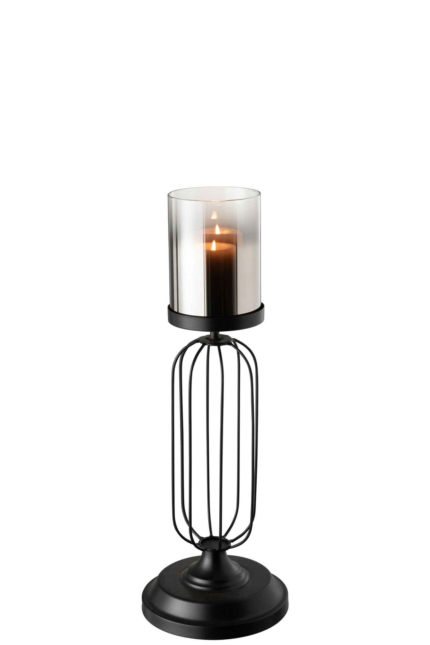 Windlicht Op Voet Metaal/Glas Zwart Small