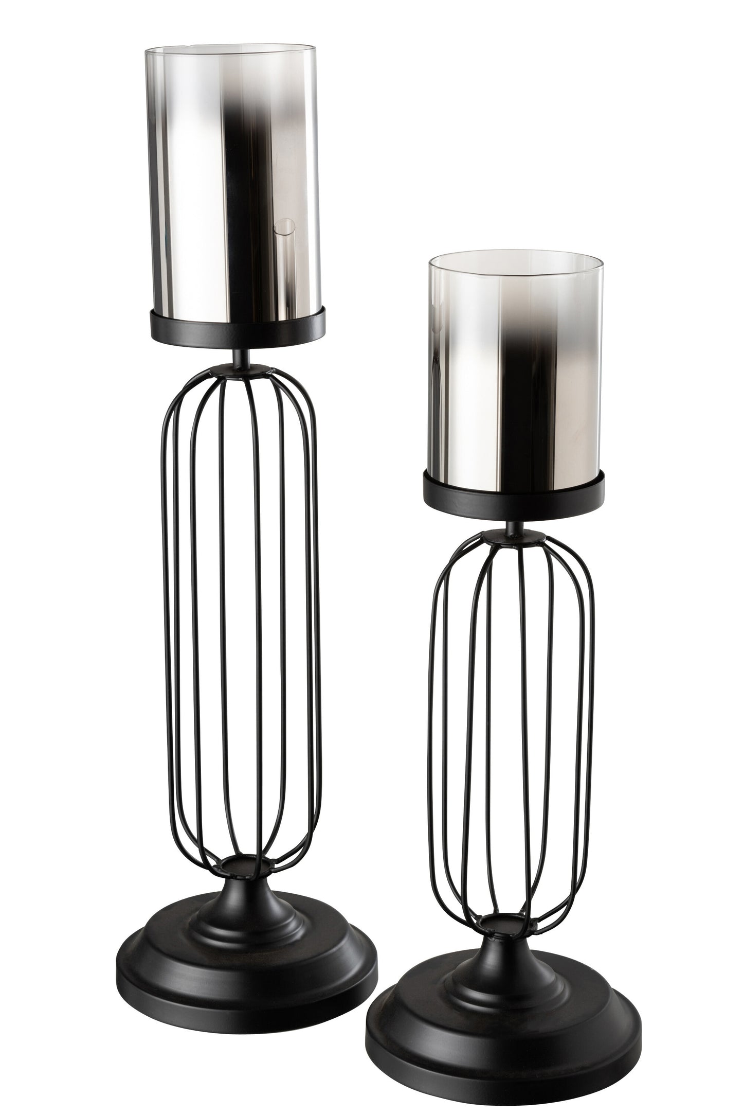 Windlicht Op Voet Metaal/Glas Zwart Large