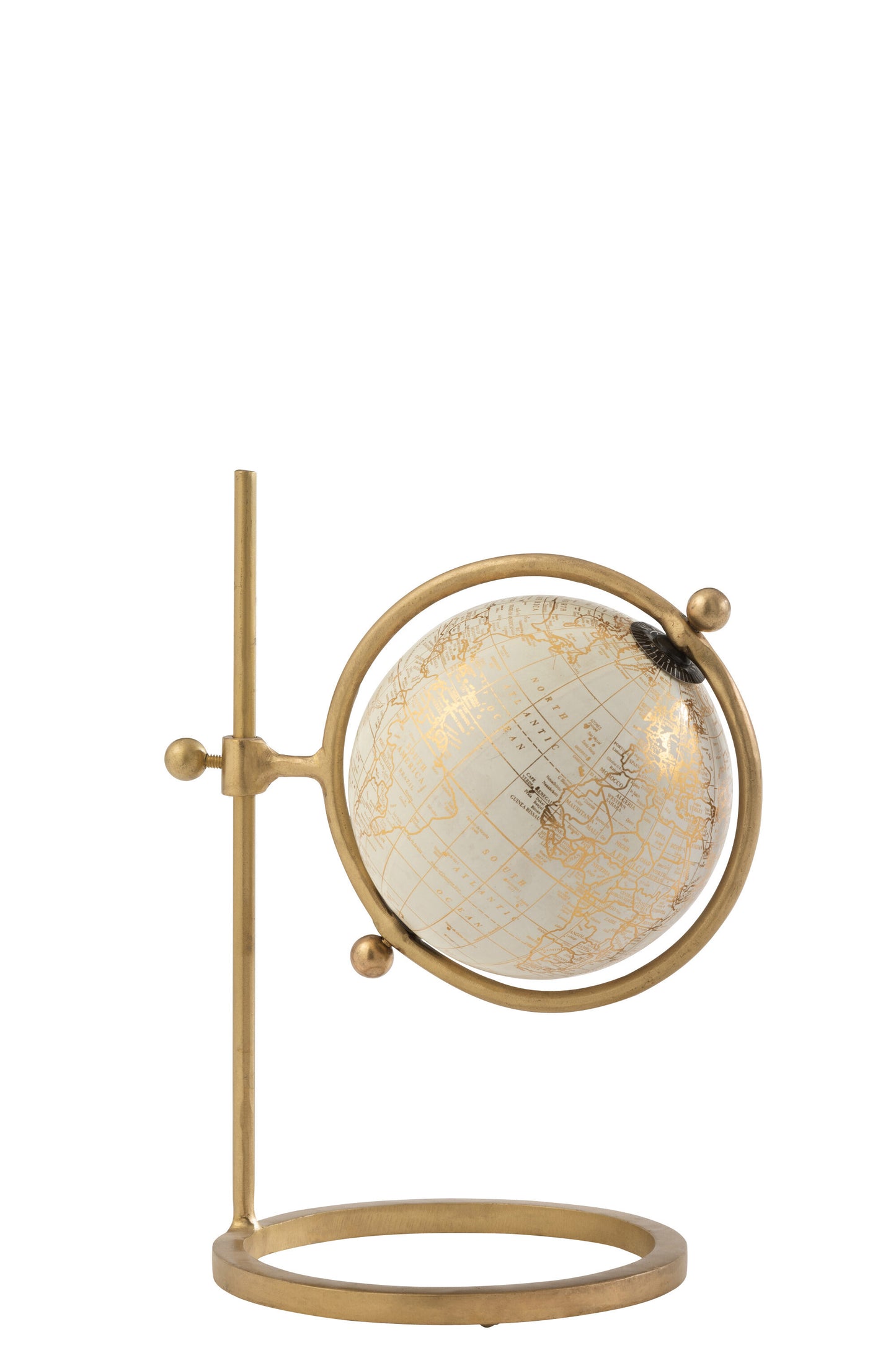 Wereldbol Ring Verschuifbaar Goud/Wit Small