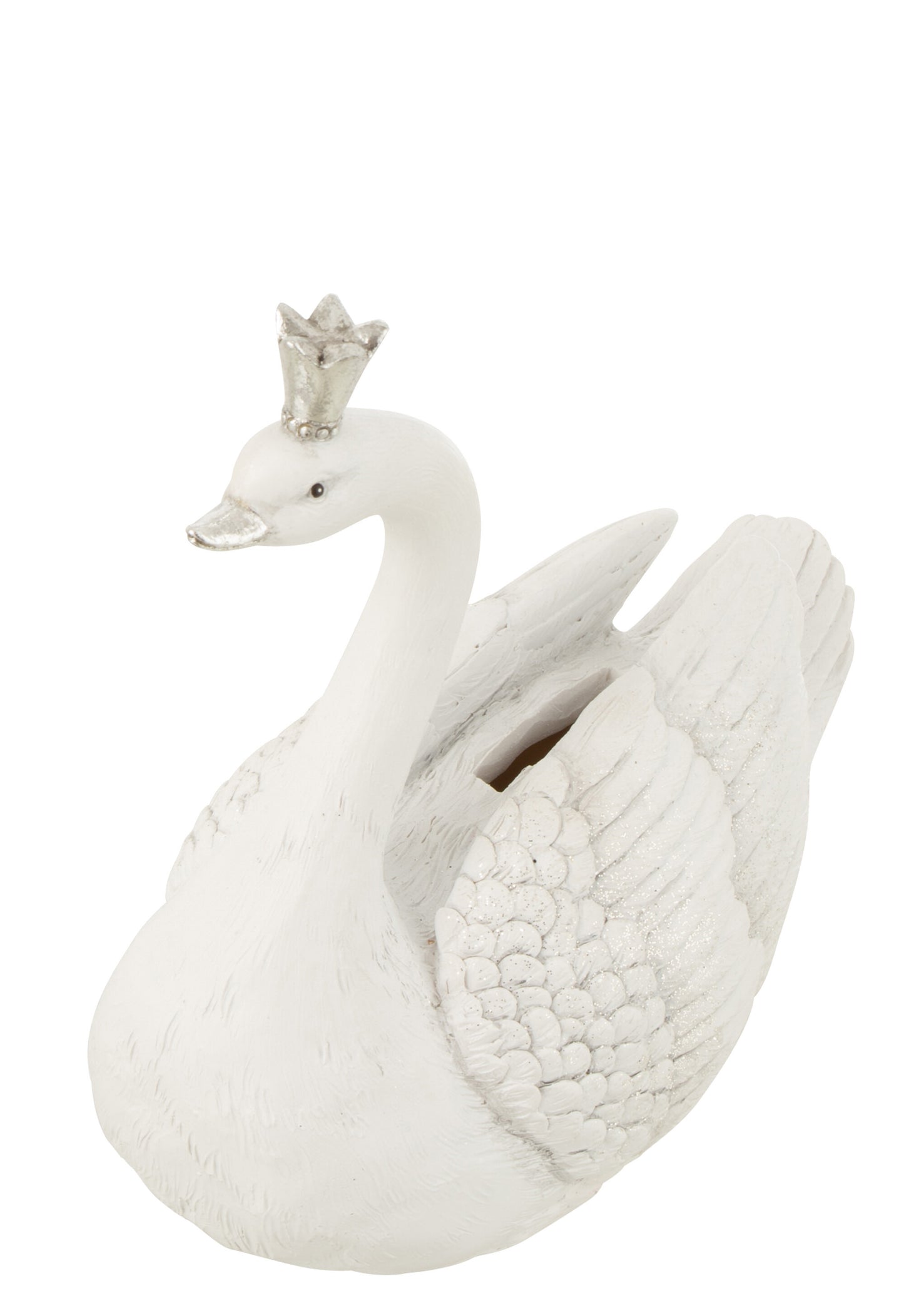 Spaarpot Zwaan Poly Wit/Zilver