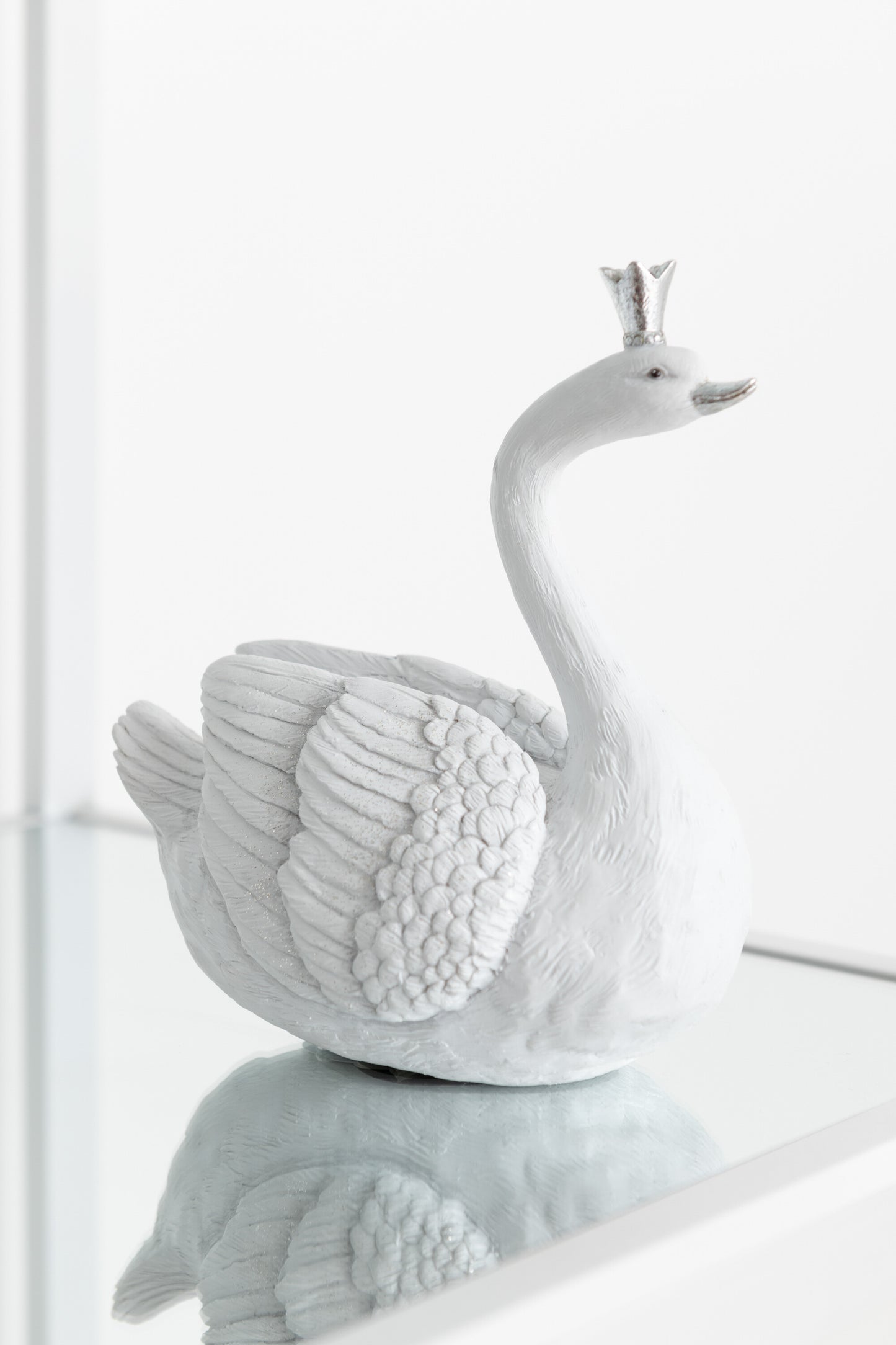 Spaarpot Zwaan Poly Wit/Zilver