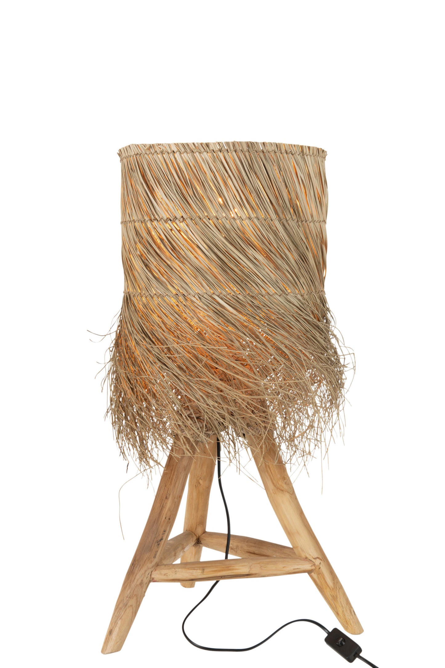 Tafellamp Rafi Gras/Teak Hout Naturel