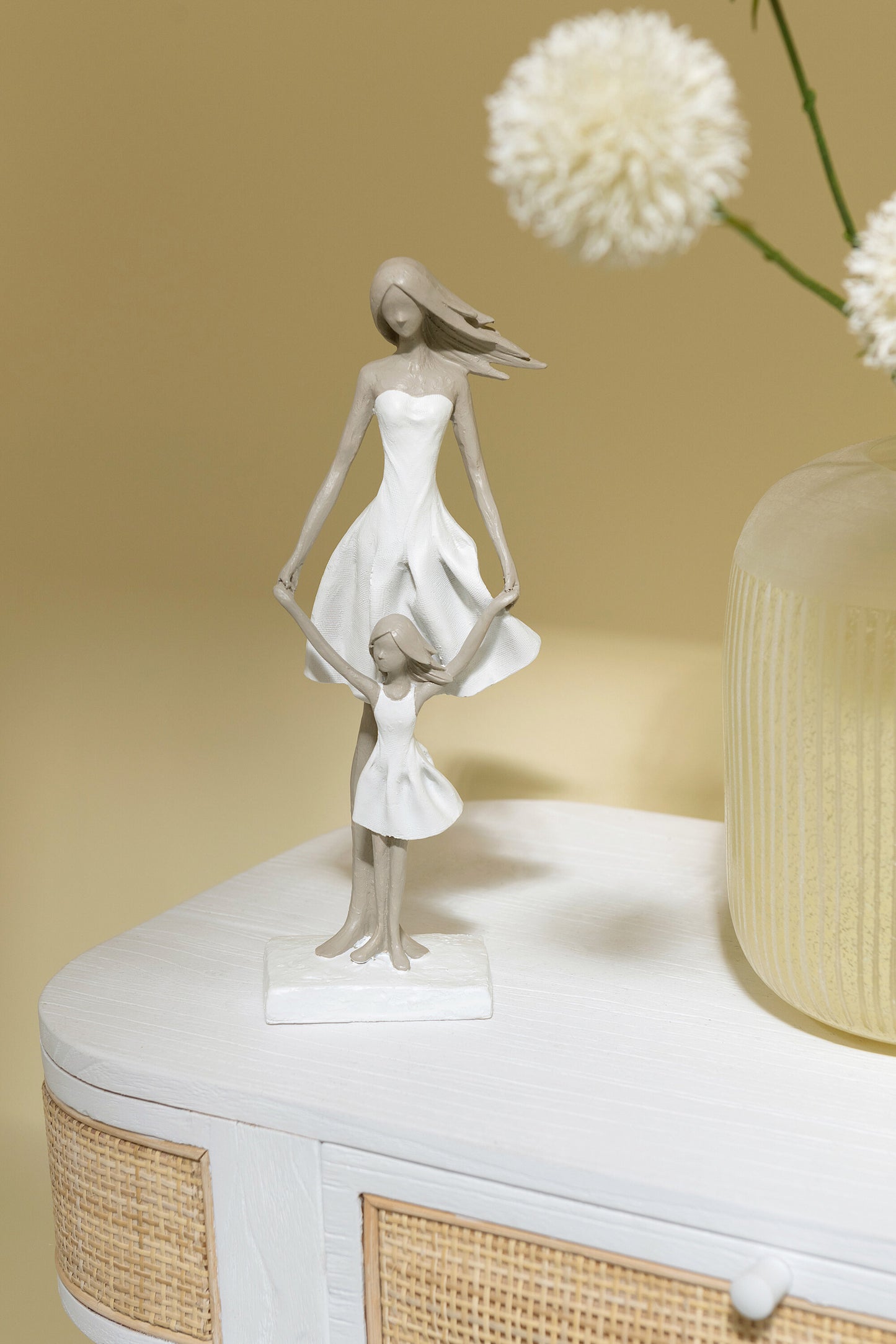 Moeder Met Dochter Poly Wit/Taupe S