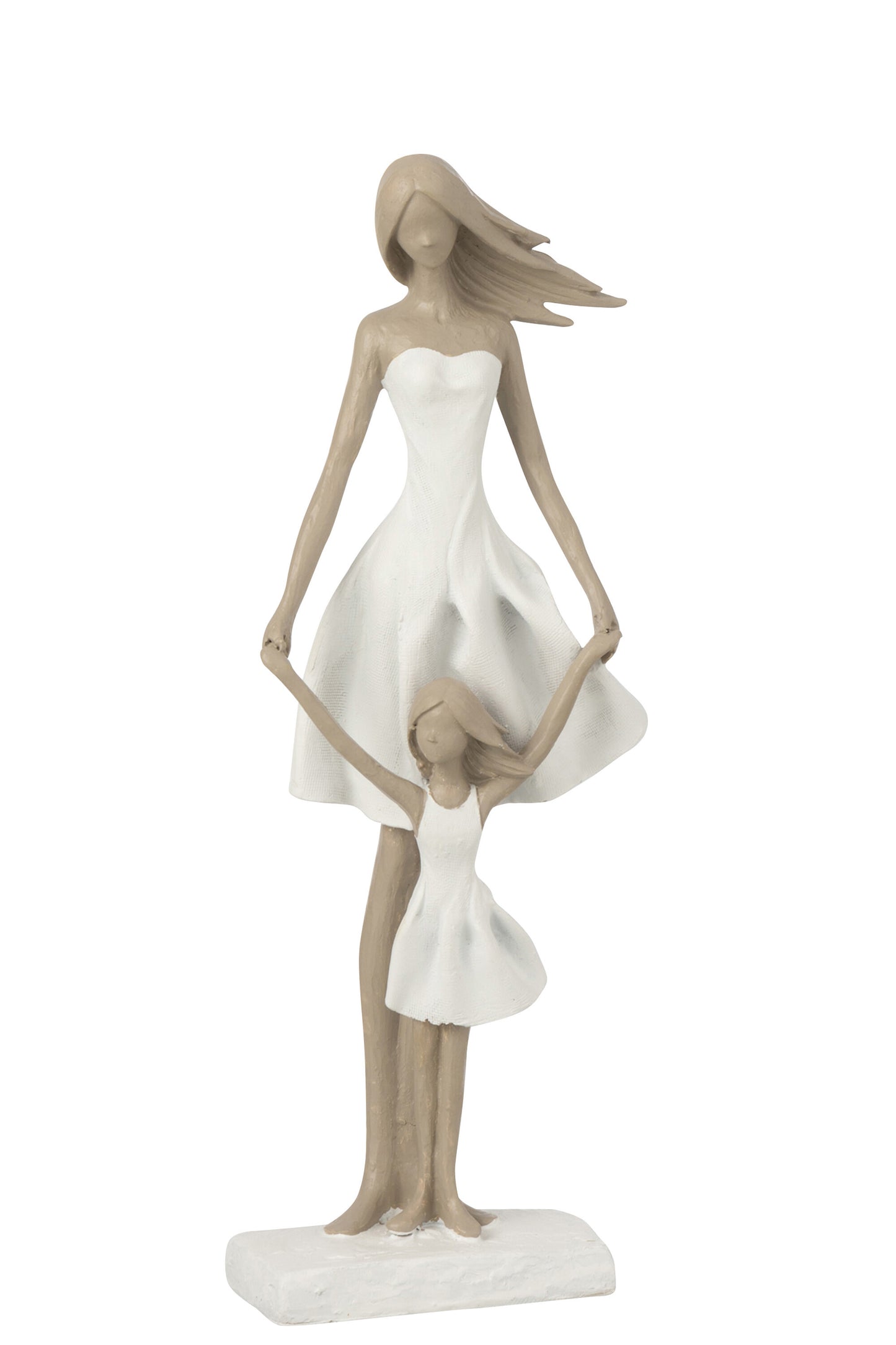 Moeder Met Dochter Poly Wit/Taupe L