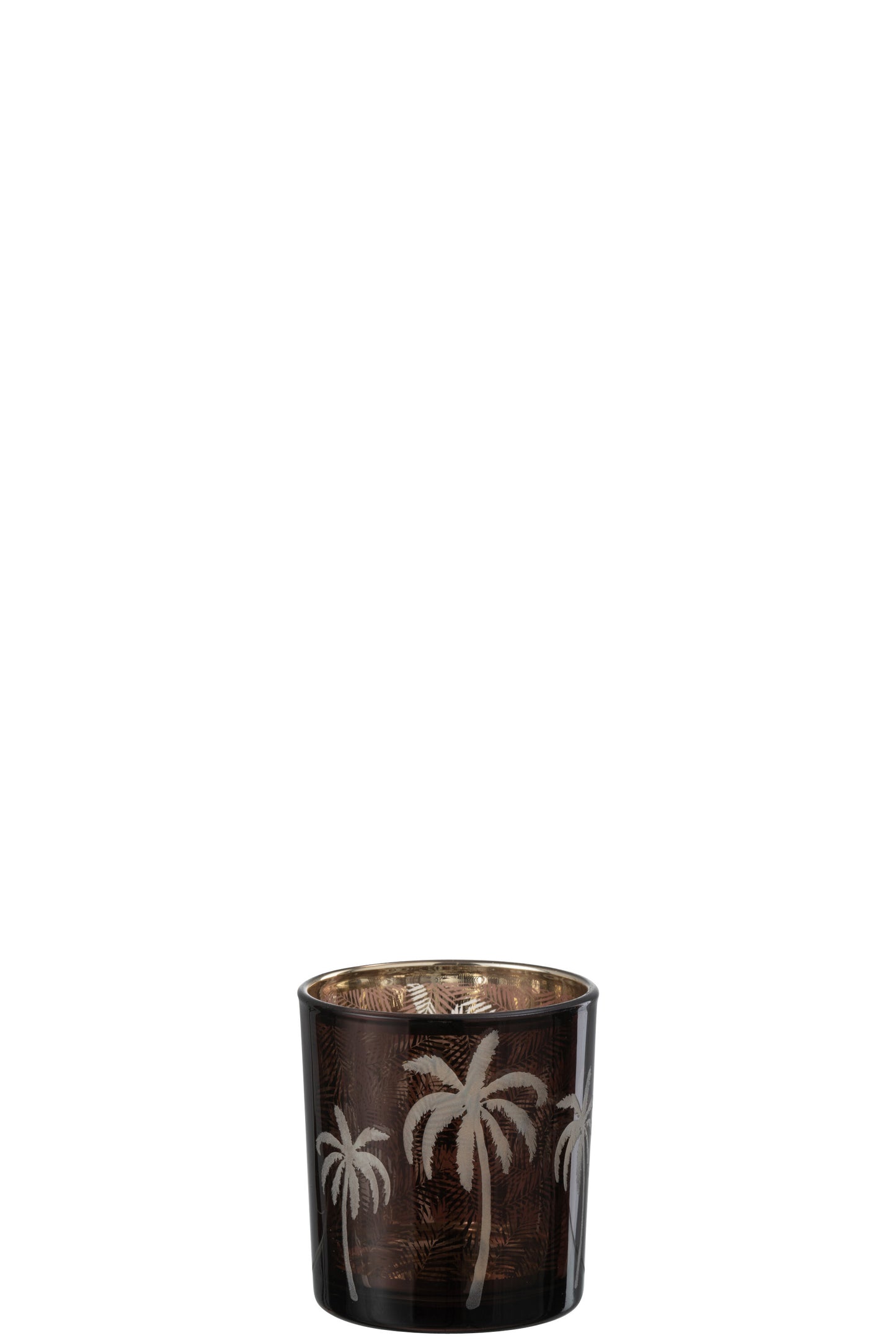 Theelichthouder Palmboom Glas Bruin Small