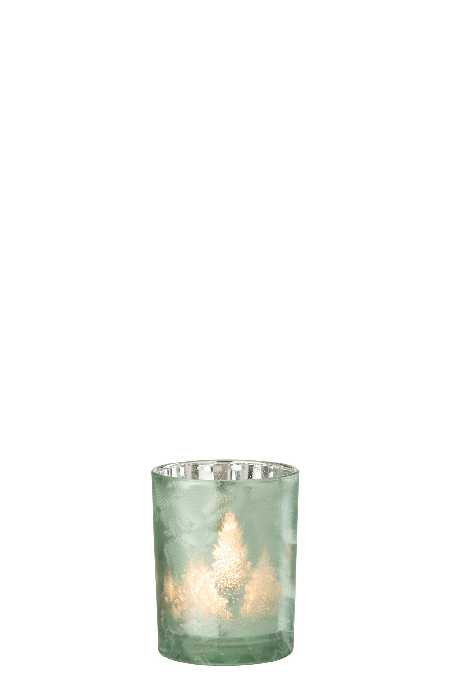 Windlicht Boom Glas Groen/Zilver Small