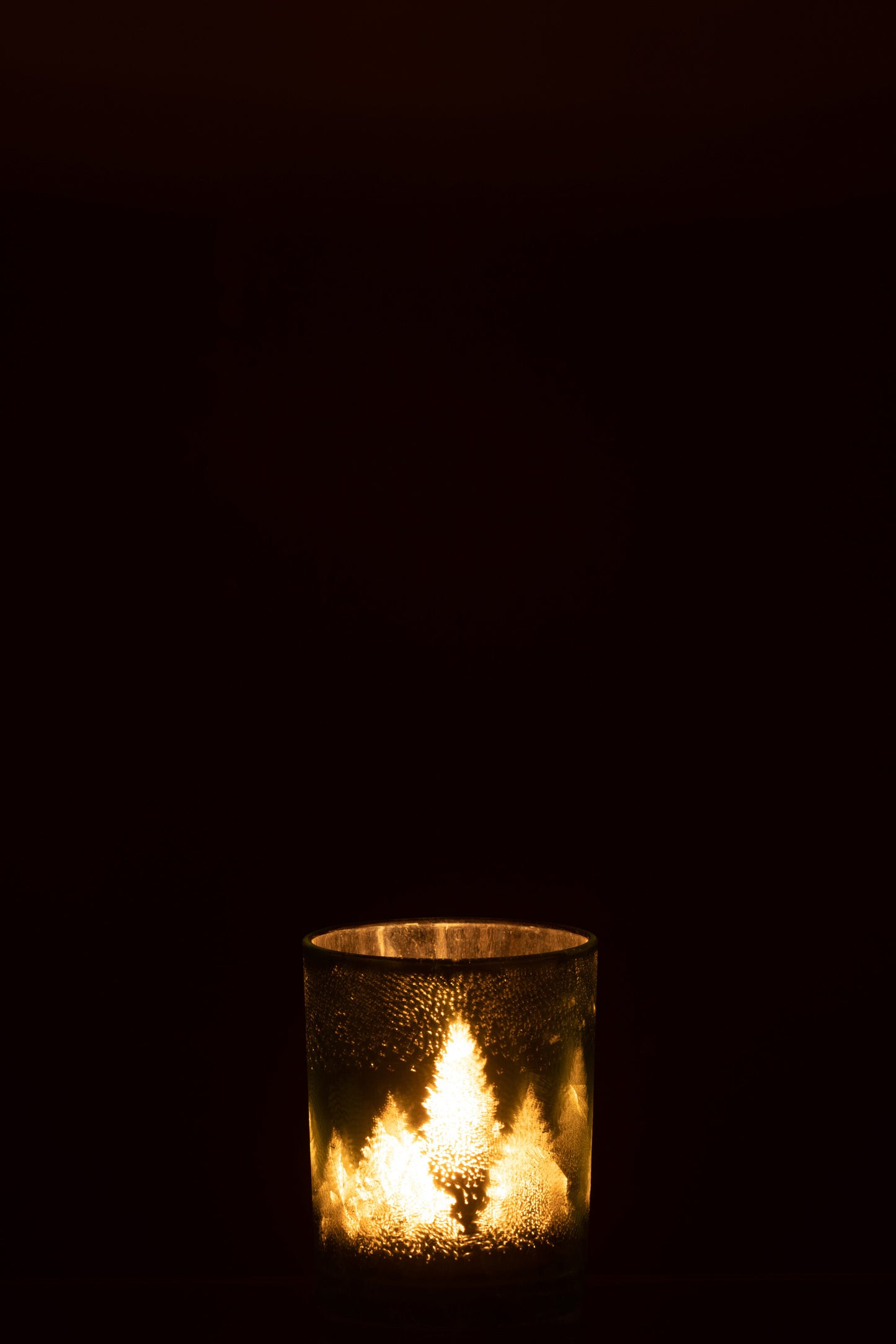 Windlicht Boom Glas Groen/Zilver Small