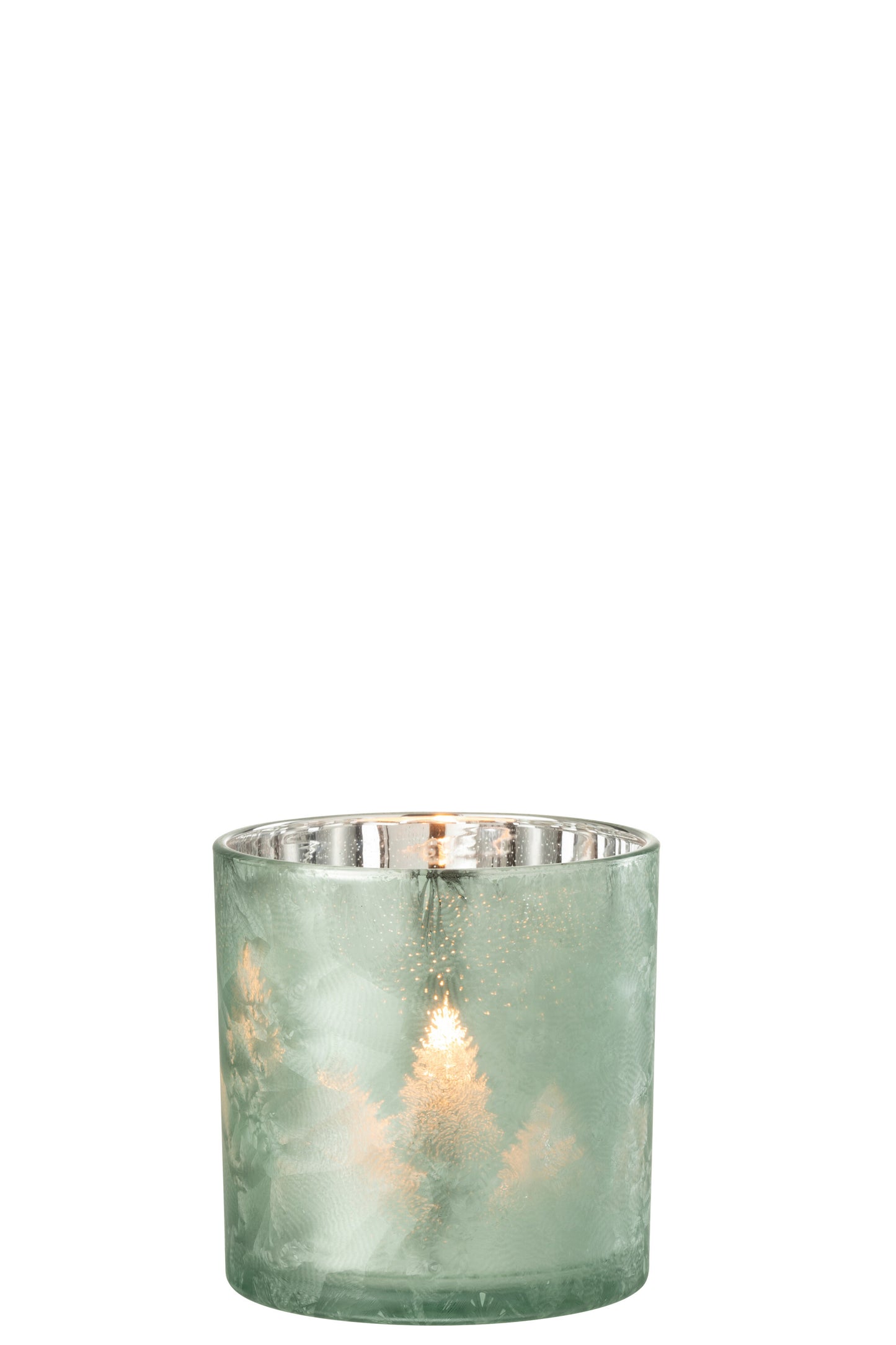 Windlicht Boom Glas Groen/Zilver Large