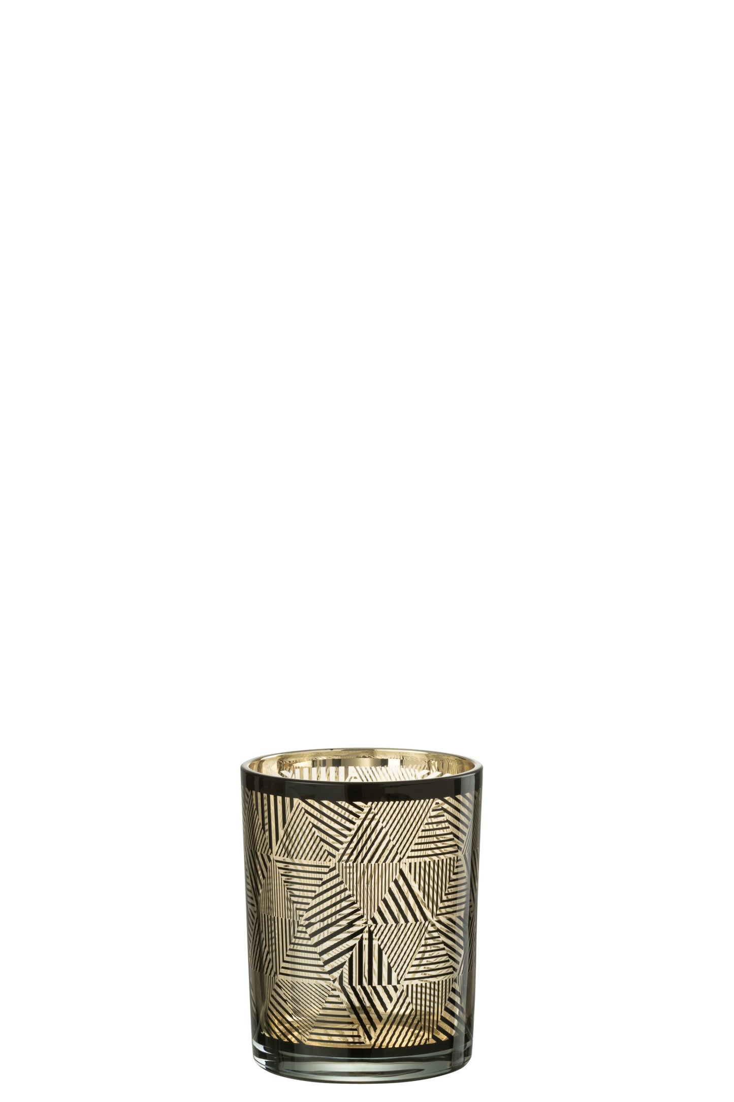 Windlicht Driehoeken Strepen Glas Bruin Small
