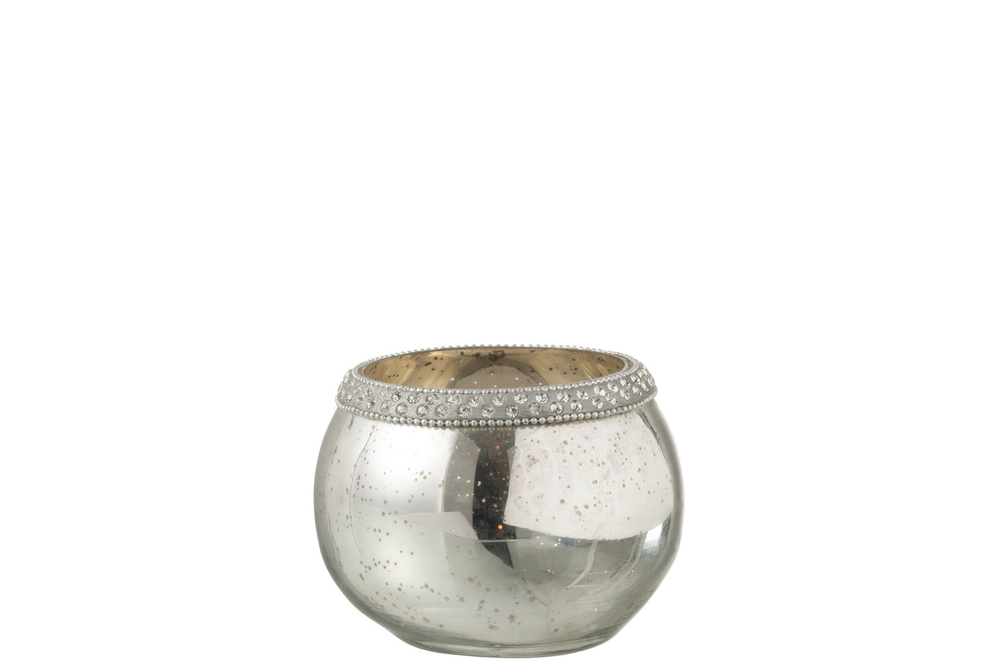 Theelicht Houder Rond Diamant Glas Zilver Small