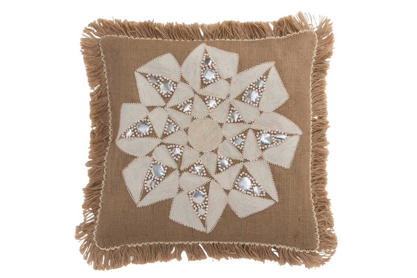 Kussen Bloem Abstract Jute Naturel/Beige