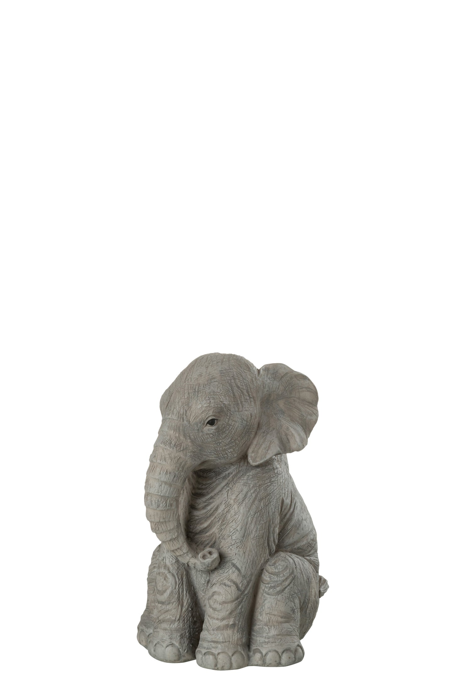 Olifant Zittend Poly Grijs Large