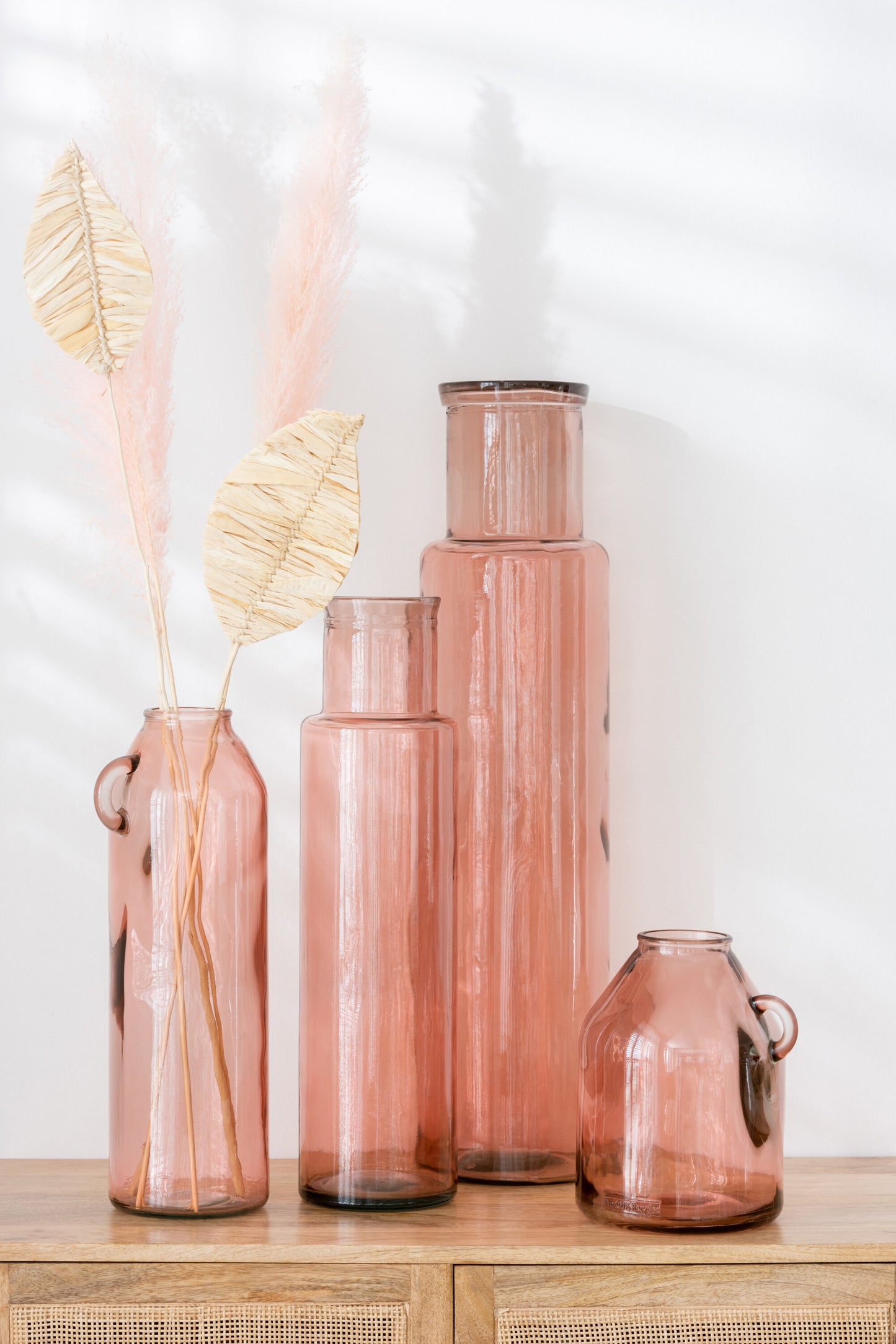 Vaas Handvat Cilinder Glas Licht Roze Large