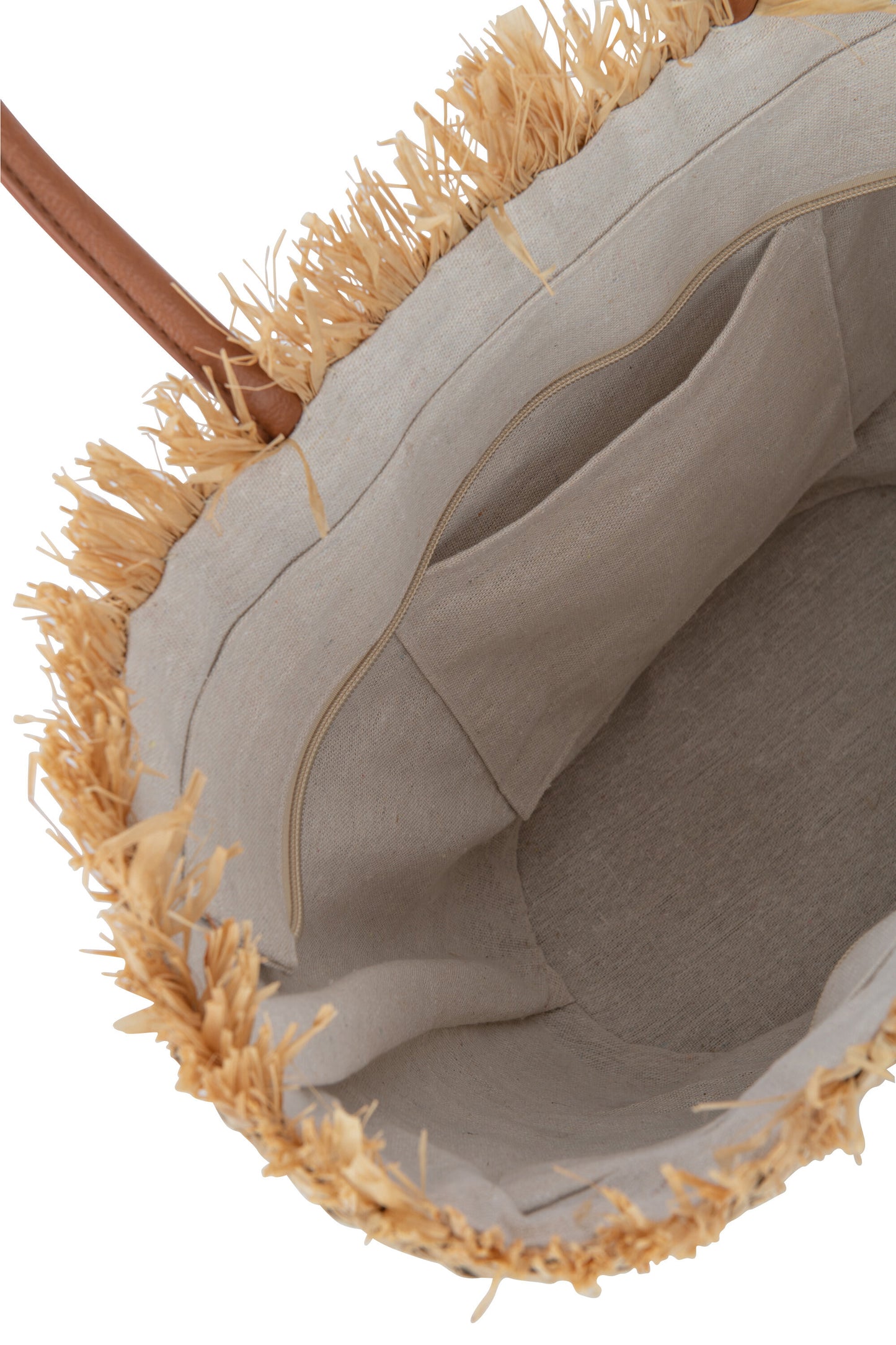 Strandtas Blad Jute Naturel/Wit