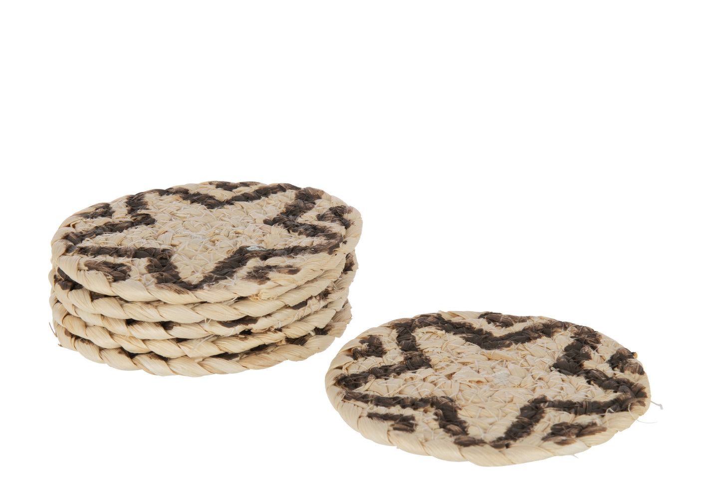 Set Van 6 Onderzetters Rond Ster Maisschil Naturel/Bruin