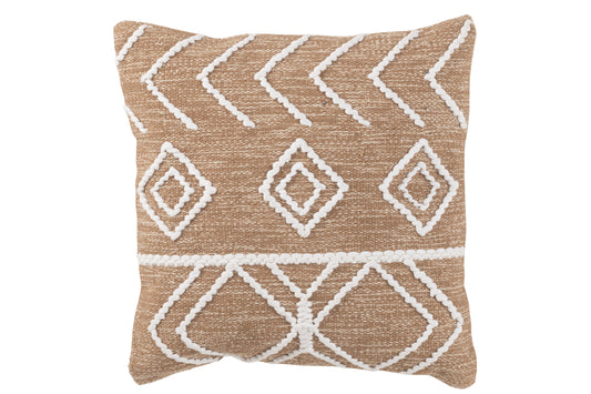 Kussen Etnisch Katoen Beige/Wit