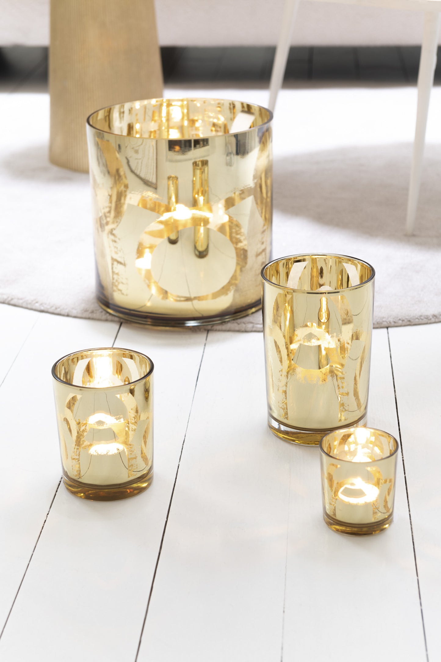 Windlicht Modern Cirkels Glas Goud Medium