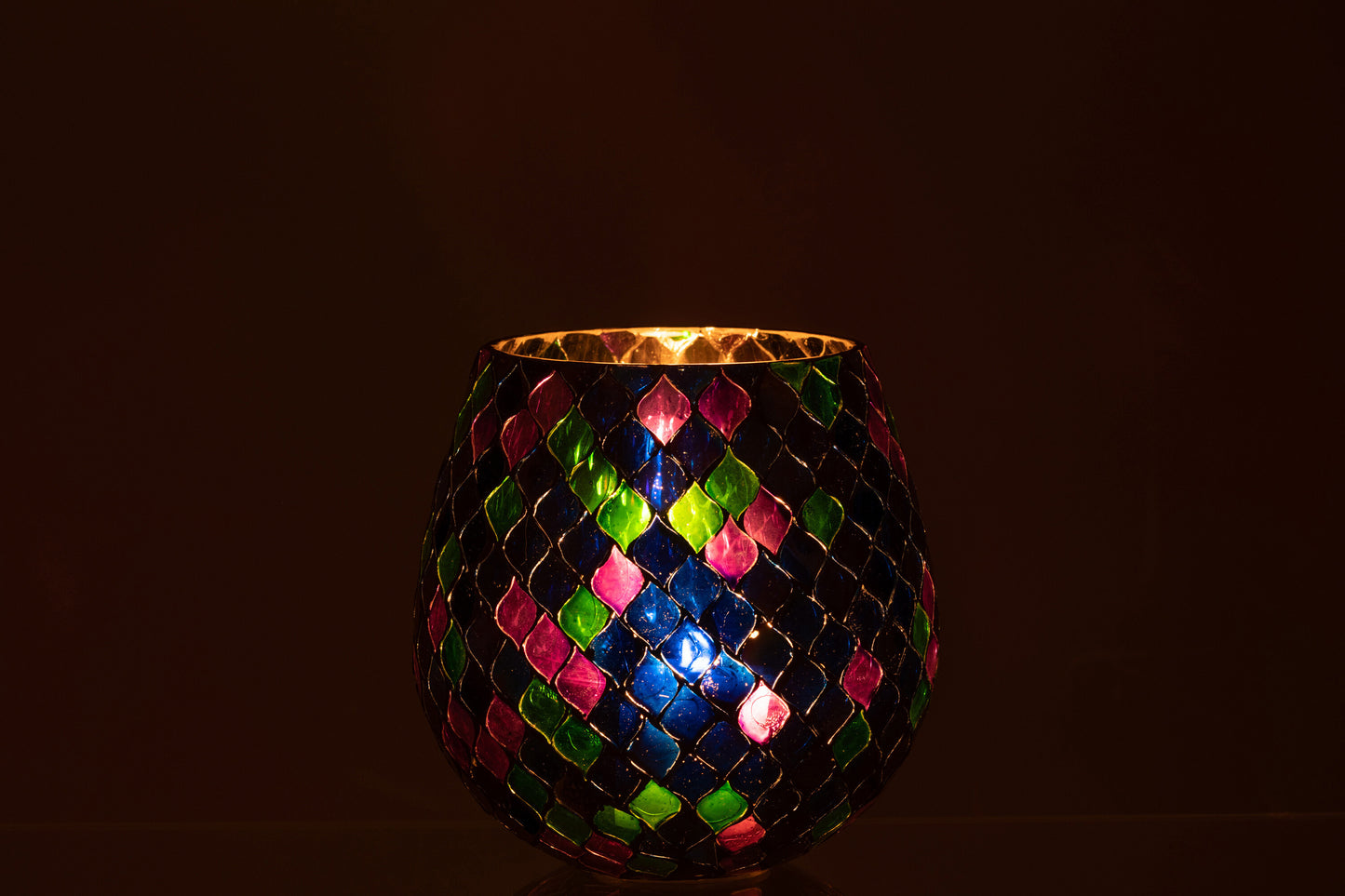 Windlicht Mozaiek Glas Paars Large