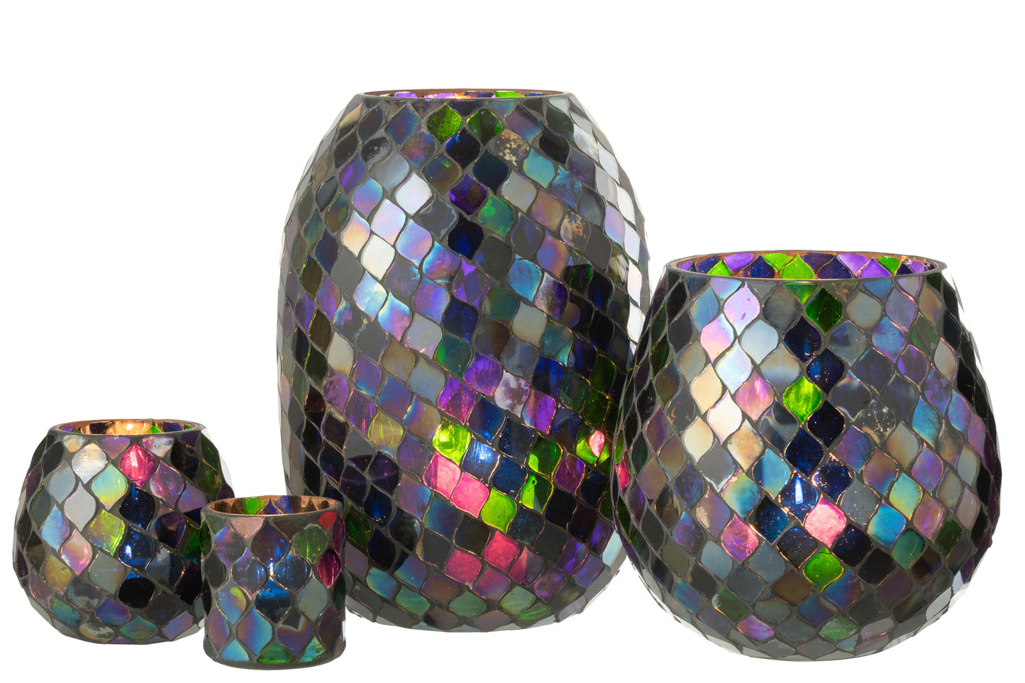 Windlicht Mozaiek Glas Paars Extra Large