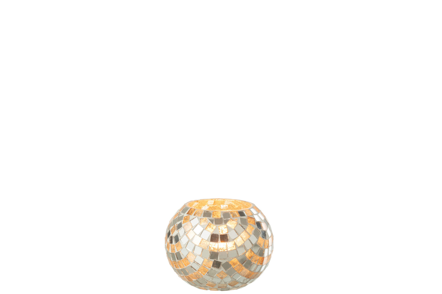 Theelichthouder Mozaiek Glas Zilver/Goud Small