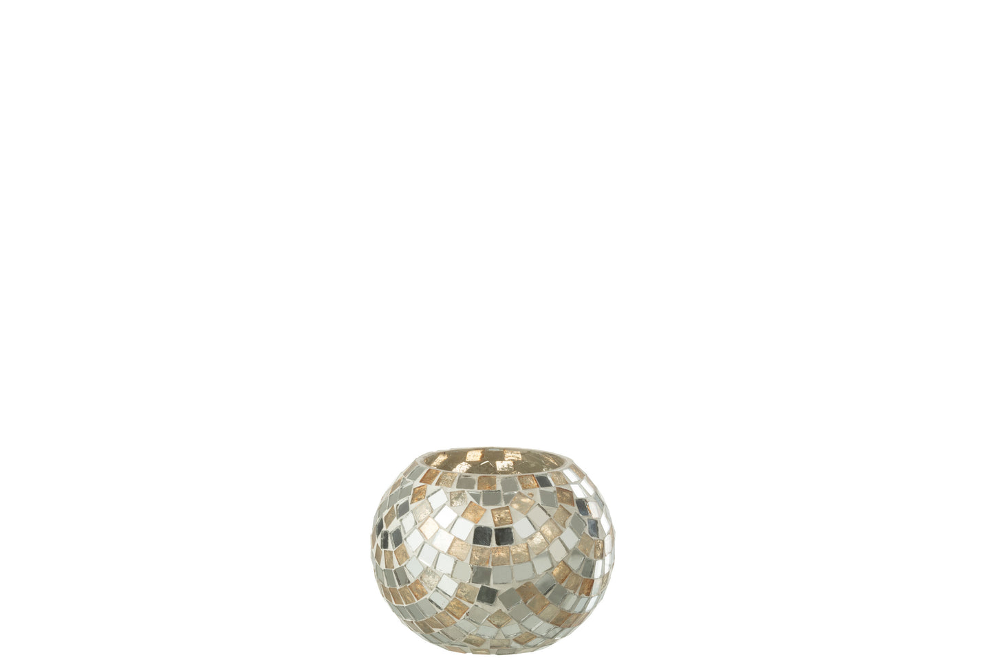 Theelichthouder Mozaiek Glas Zilver/Goud Small
