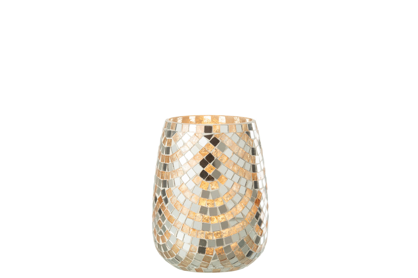 Windlicht Mozaiek Glas Zilver/Goud Large