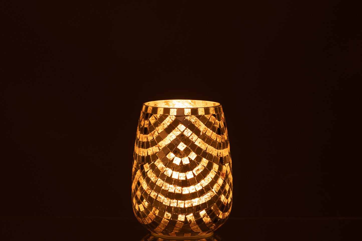 Windlicht Mozaiek Glas Zilver/Goud Large