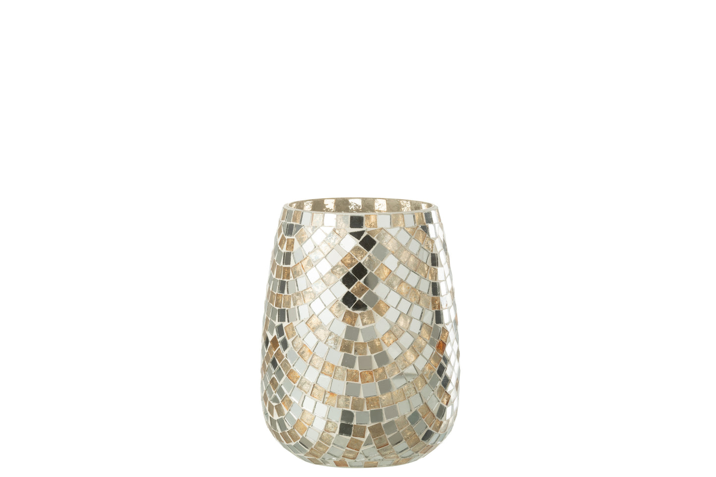 Windlicht Mozaiek Glas Zilver/Goud Large
