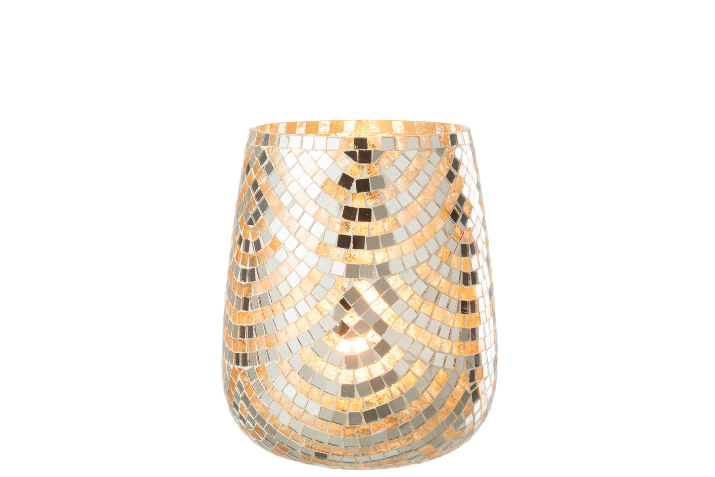 Windlicht Mozaiek Glas Zilver/Goud Extra Large