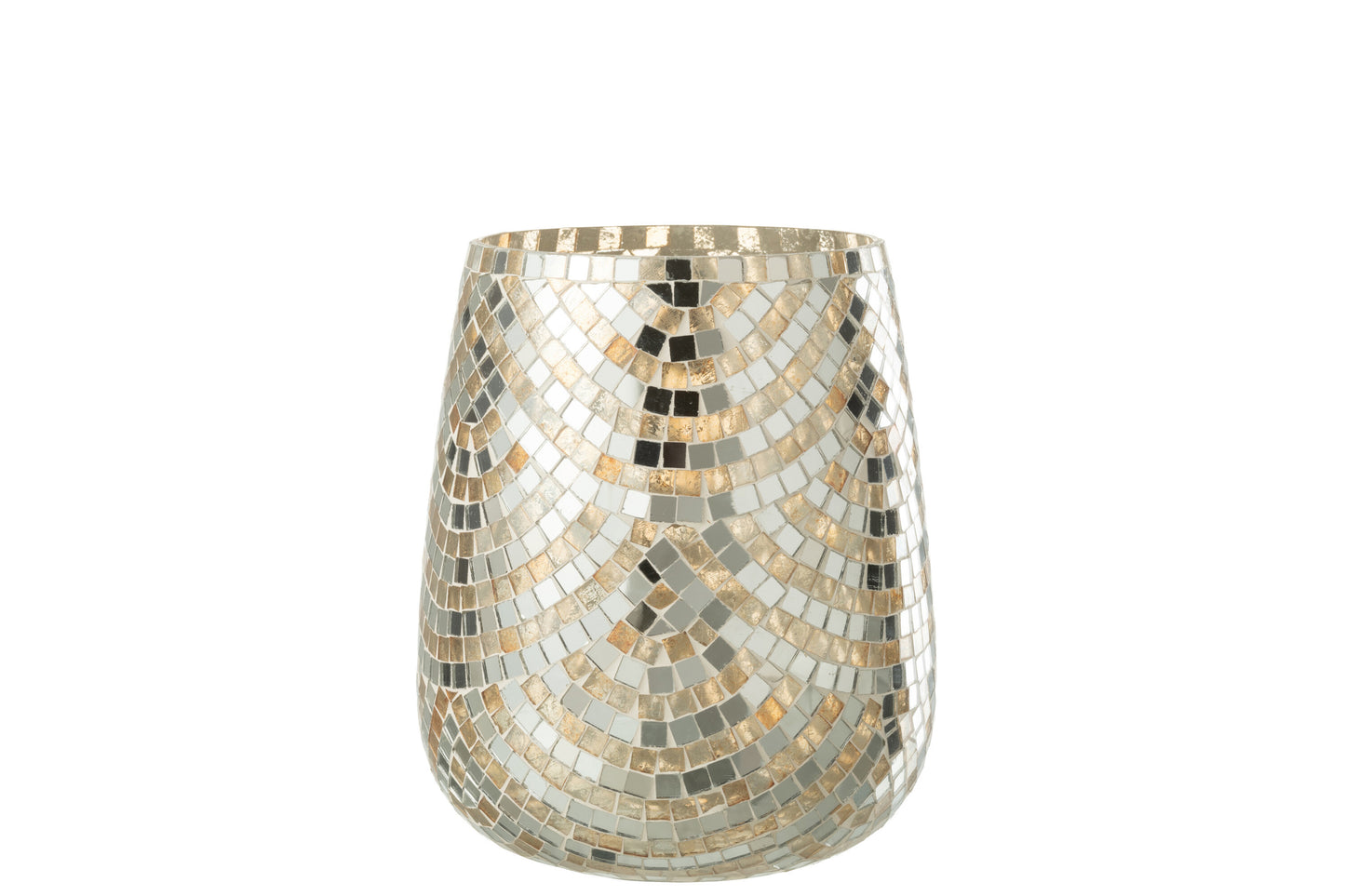 Windlicht Mozaiek Glas Zilver/Goud Extra Large