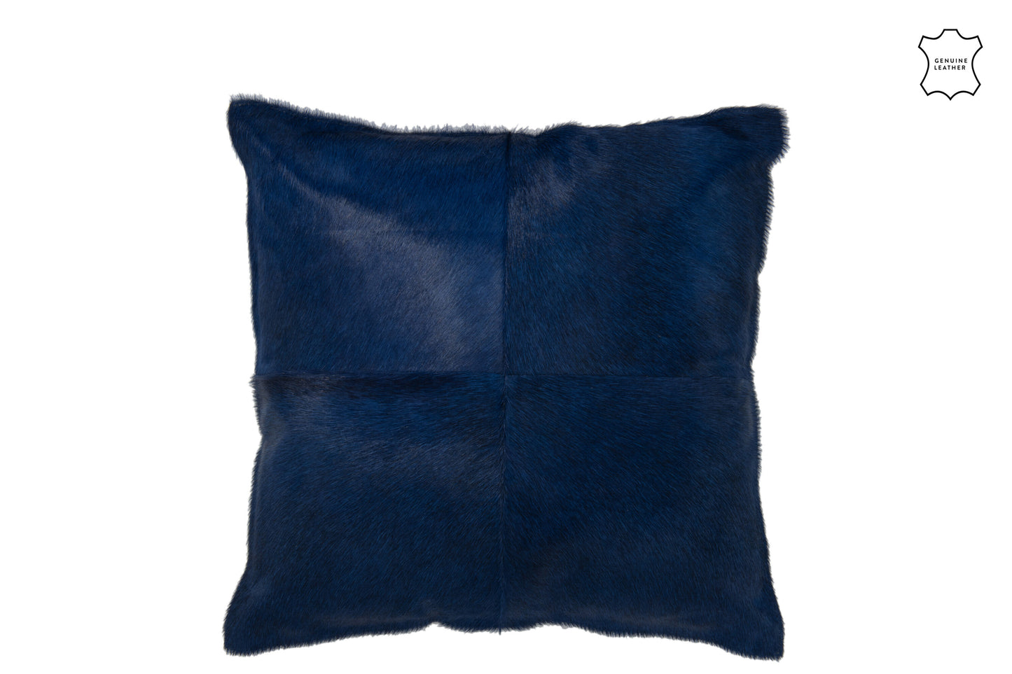 Kussen Koehaar Leder blauw