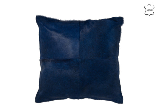 Kussen Koehaar Leder blauw