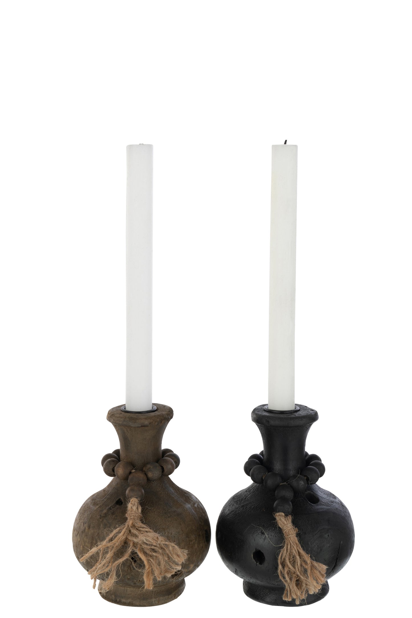 Kaarshouder Erlen Den/Ijzer Zwart/Bruin, H16cm, Assortiment Van 2