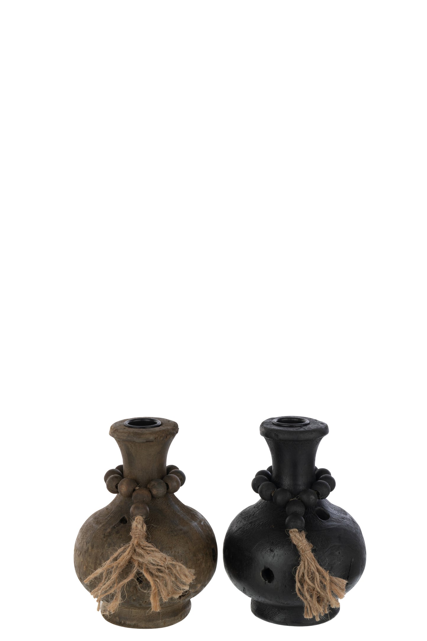 Kaarshouder Erlen Den/Ijzer Zwart/Bruin, H16cm, Assortiment Van 2