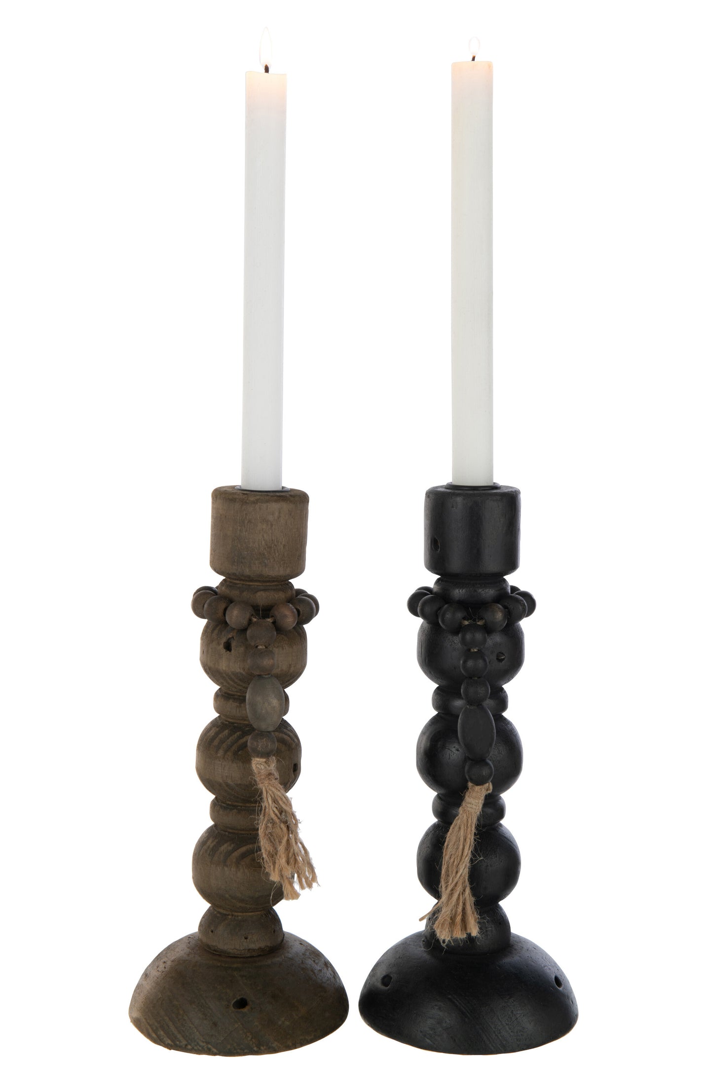 Kaarshouder Louis Den/Ijzer Zwart/Bruin, h29cm, Assortiment Van 2