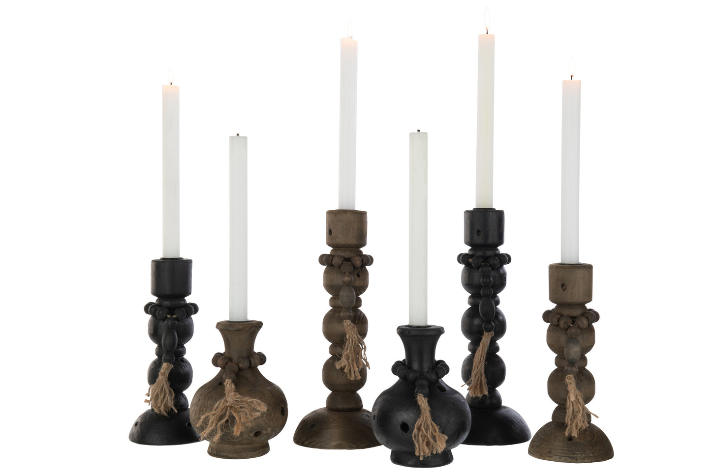 Kaarshouder Louis Den/Ijzer Zwart/Bruin, h29cm, Assortiment Van 2