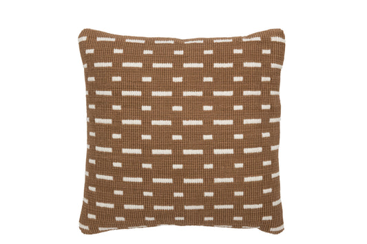 Kussen Lijnen Outdoor Polyester Bruin/Wit