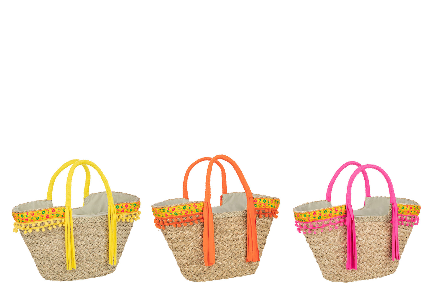 Strandtas Bloemen+Lang Franjes Zeegras Mix