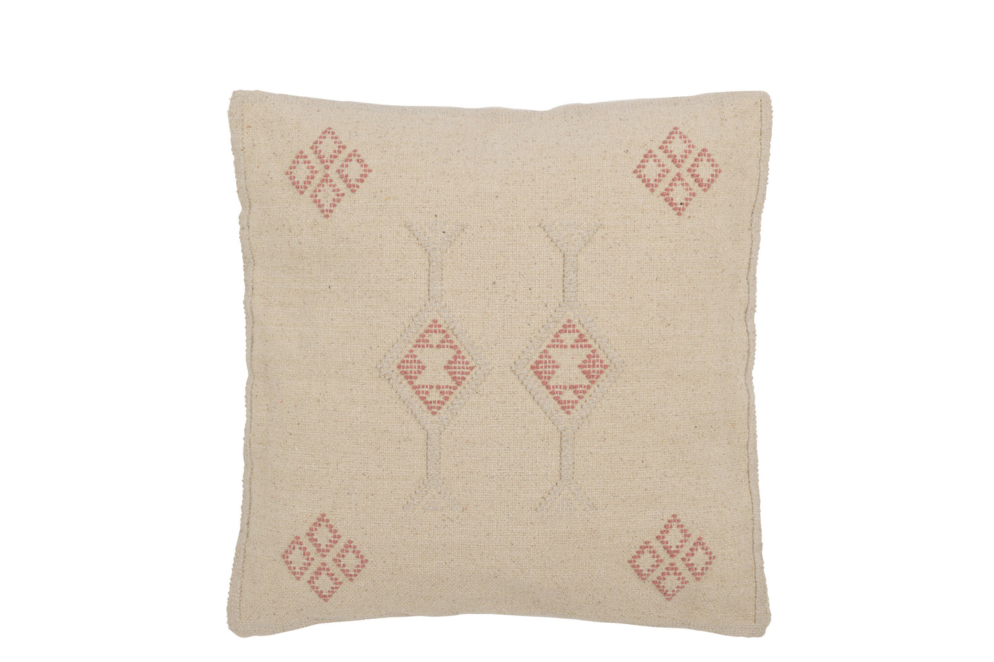 Kussen Diamanten+Pijlen Katoen Creme/Roze