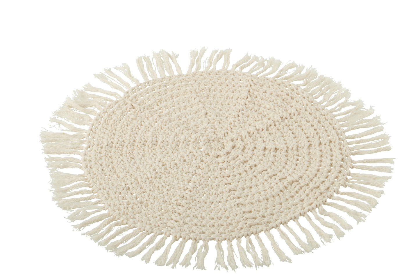 Placemat Rond Geweven+Franjes beige