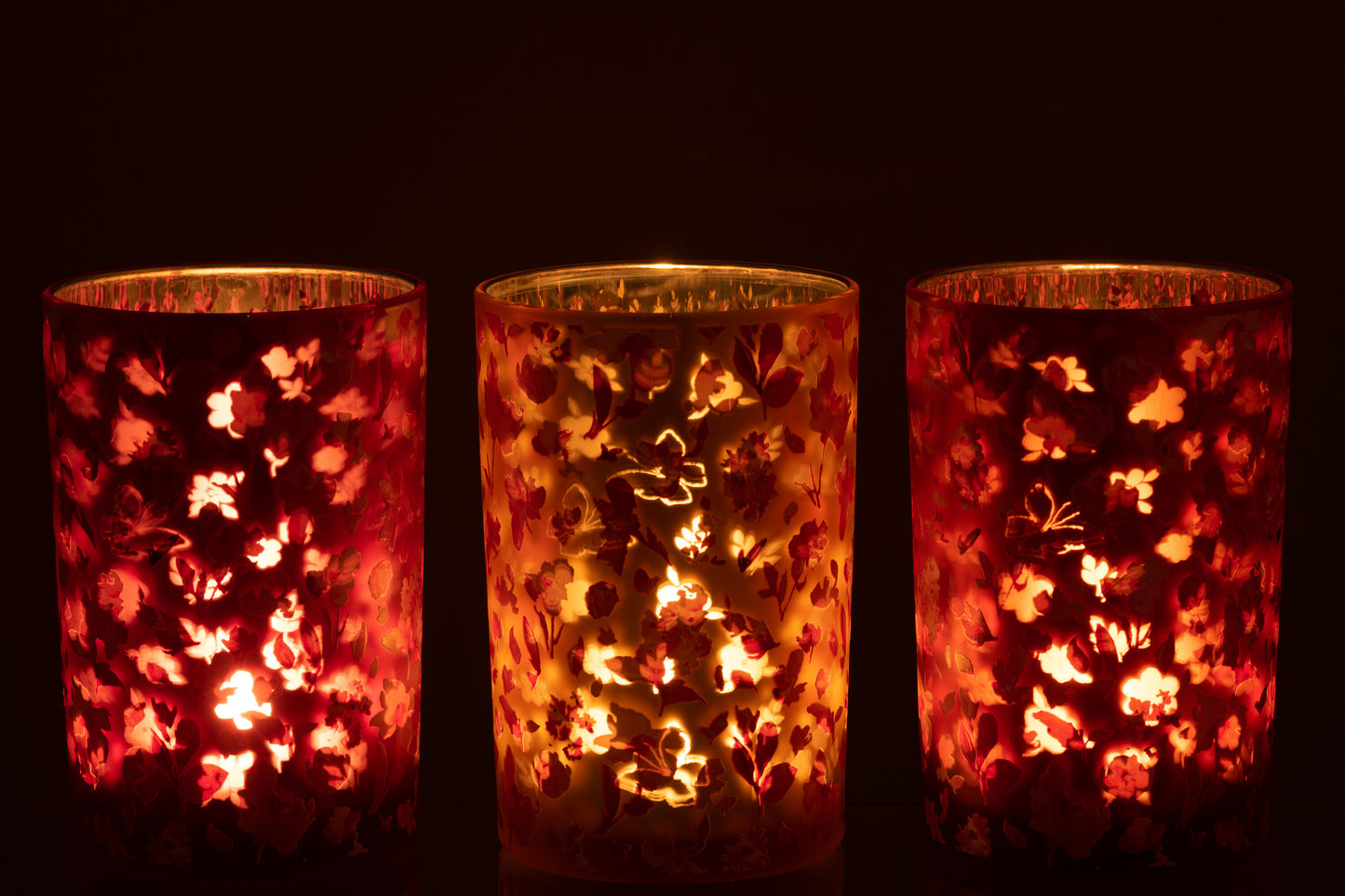 Windlicht Bloemen Glas Medium