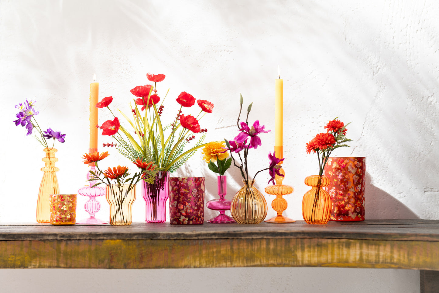 Windlicht Bloemen Glas Medium