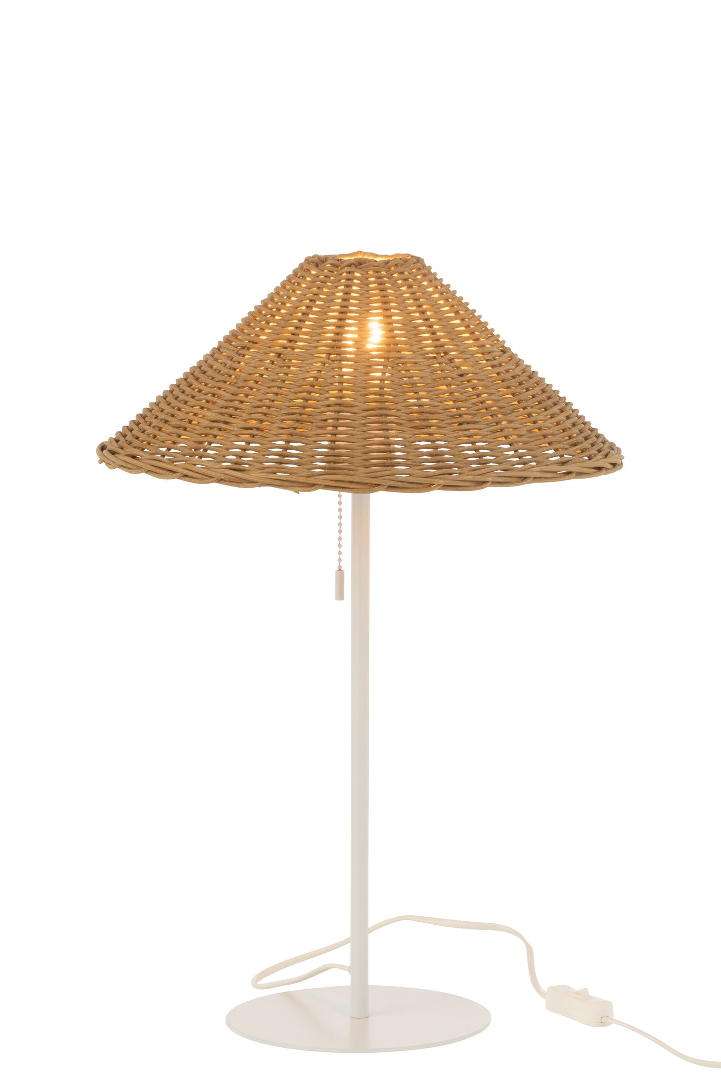Tafellamp Metaal/Rattan Wit/Naturel