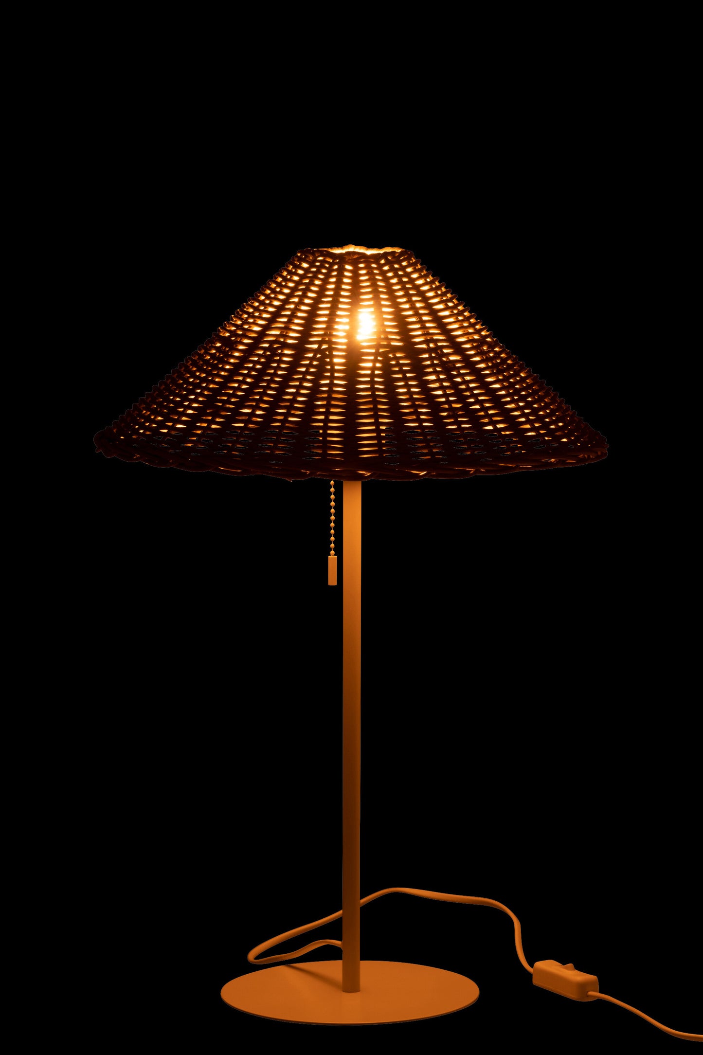 Tafellamp Metaal/Rattan Wit/Naturel