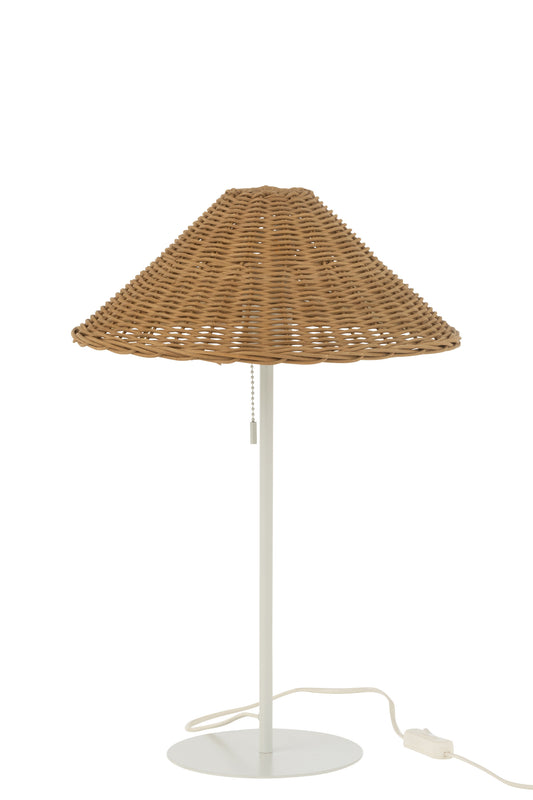 Tafellamp Metaal/Rattan Wit/Naturel