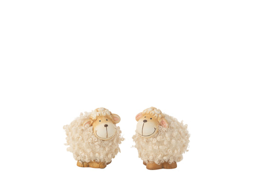 Schaap Porselein Beige/Bruin Small assortiment van 2