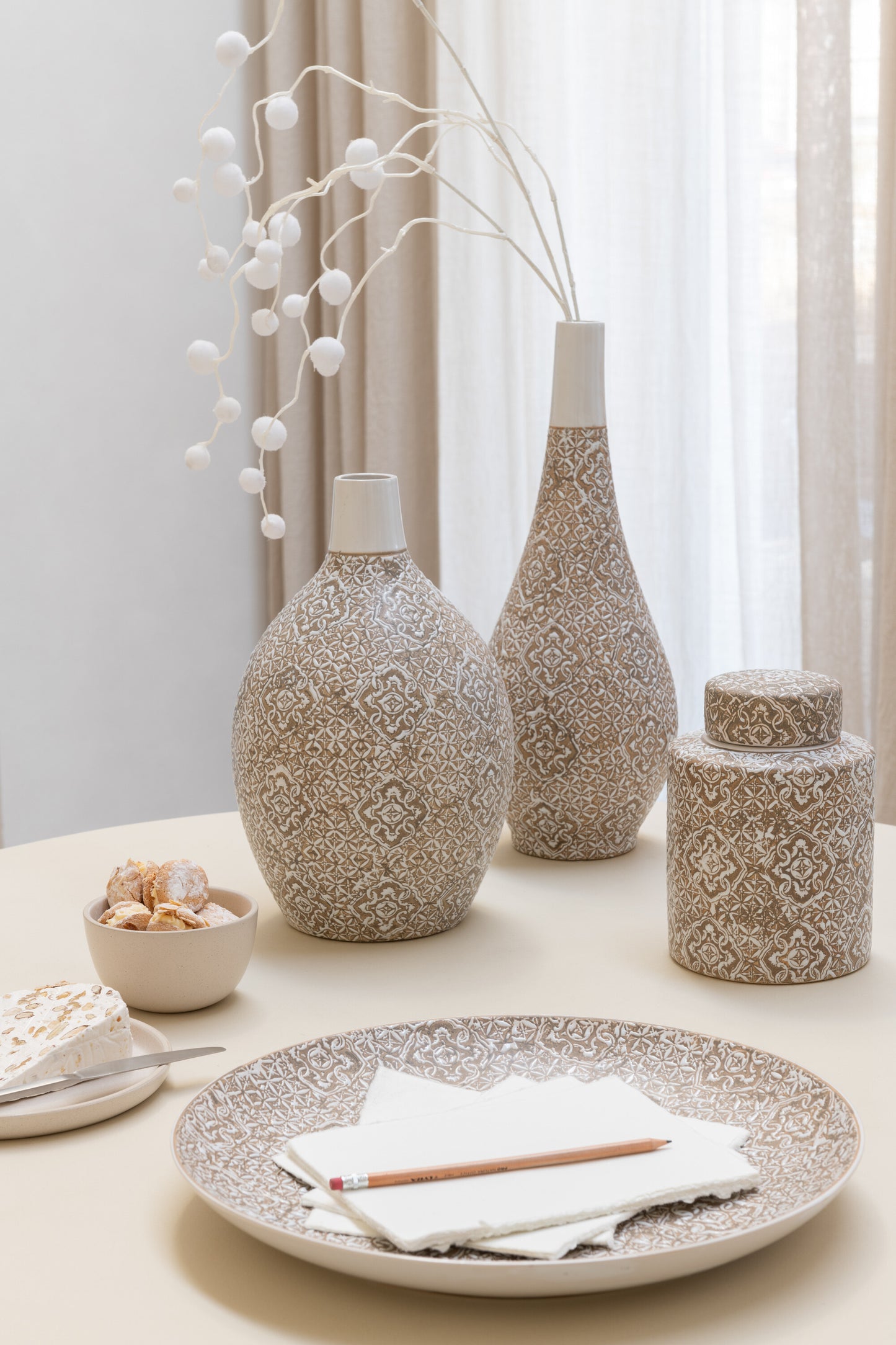 Kan Decoratief Wabi Porselein Beige/Wit Small
