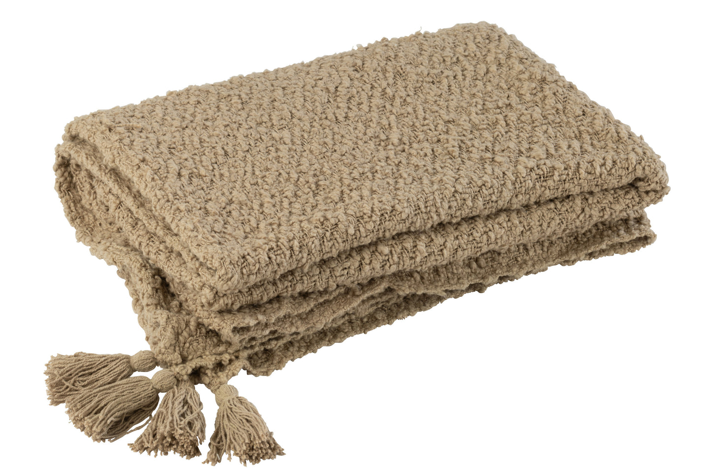 Plaid Kwasten Katoen Donker Beige