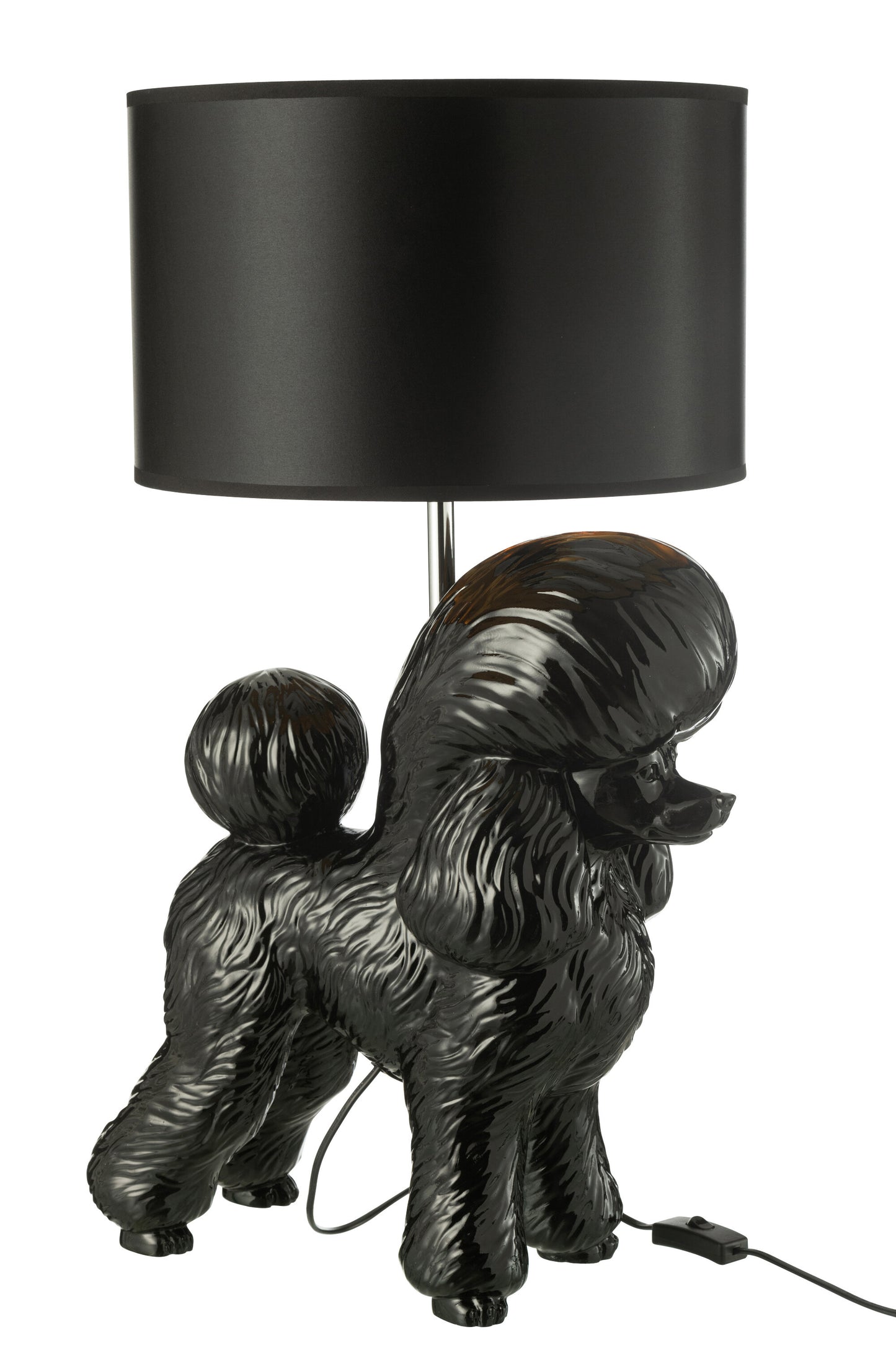 Lamp Hond Poodle Resine Zwart